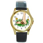 Barefoot in the grass Round Gold Metal Watch