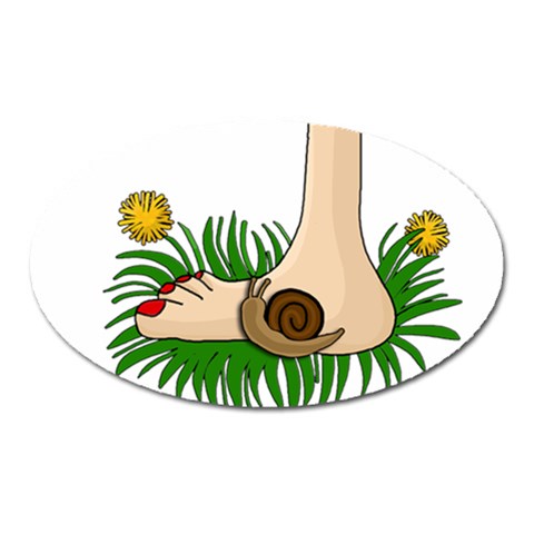 Barefoot in the grass Oval Magnet from ArtsNow.com Front