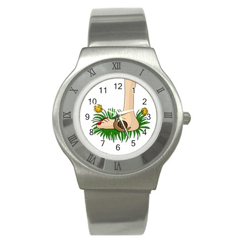 Barefoot in the grass Stainless Steel Watch from ArtsNow.com Front