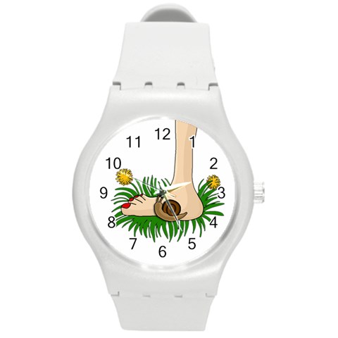 Barefoot in the grass Round Plastic Sport Watch (M) from ArtsNow.com Front
