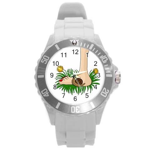 Barefoot in the grass Round Plastic Sport Watch (L) from ArtsNow.com Front