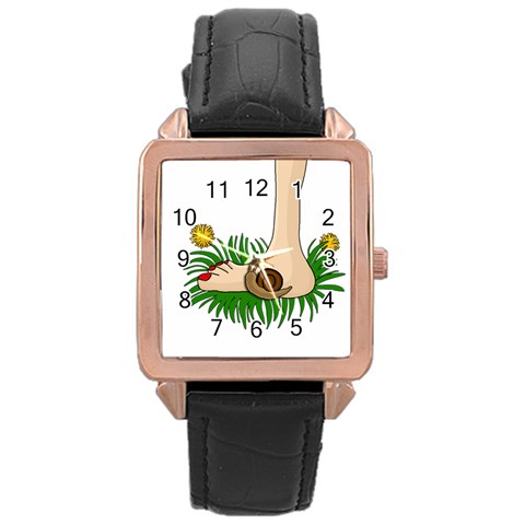 Barefoot in the grass Rose Gold Leather Watch  from ArtsNow.com Front