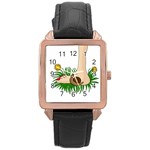 Barefoot in the grass Rose Gold Leather Watch 