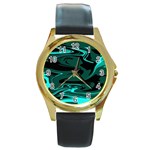 Hauntedlagoon Round Gold Metal Watch