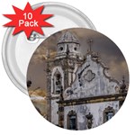 Exterior Facade Antique Colonial Church Olinda Brazil 3  Buttons (10 pack) 