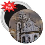 Exterior Facade Antique Colonial Church Olinda Brazil 3  Magnets (10 pack) 