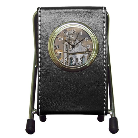 Exterior Facade Antique Colonial Church Olinda Brazil Pen Holder Desk Clocks from ArtsNow.com Front