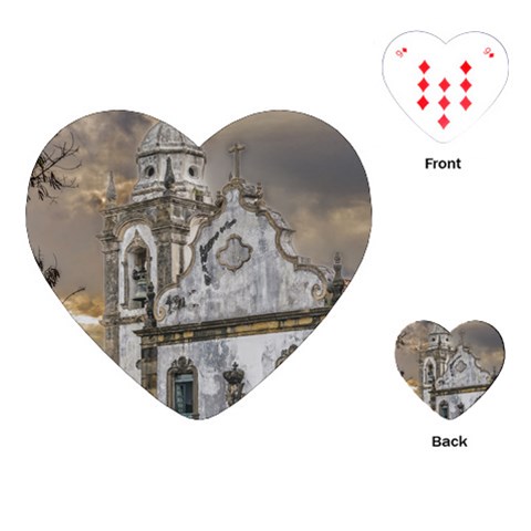 Exterior Facade Antique Colonial Church Olinda Brazil Playing Cards (Heart)  from ArtsNow.com Front