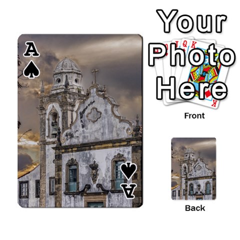 Ace Exterior Facade Antique Colonial Church Olinda Brazil Playing Cards 54 Designs  from ArtsNow.com Front - SpadeA