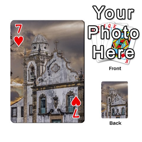 Exterior Facade Antique Colonial Church Olinda Brazil Playing Cards 54 Designs  from ArtsNow.com Front - Heart7
