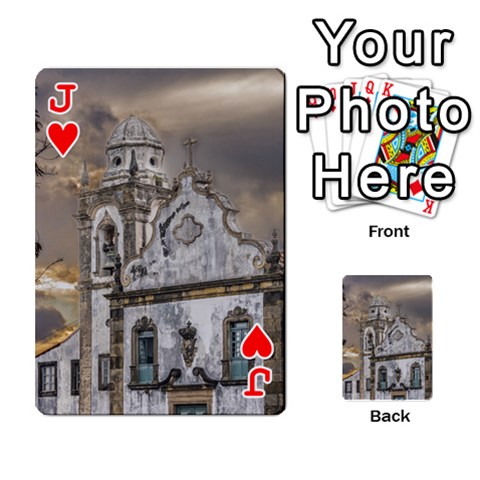Jack Exterior Facade Antique Colonial Church Olinda Brazil Playing Cards 54 Designs  from ArtsNow.com Front - HeartJ