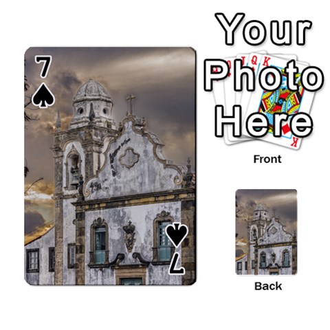 Exterior Facade Antique Colonial Church Olinda Brazil Playing Cards 54 Designs  from ArtsNow.com Front - Spade7