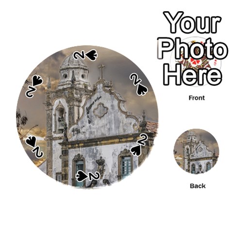 Exterior Facade Antique Colonial Church Olinda Brazil Playing Cards 54 (Round)  from ArtsNow.com Front - Spade2