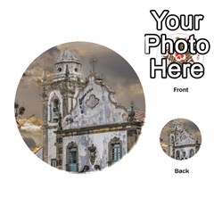 Exterior Facade Antique Colonial Church Olinda Brazil Playing Cards 54 (Round)  from ArtsNow.com Back