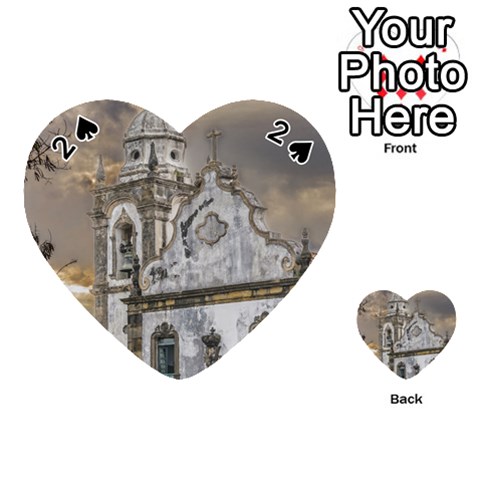 Exterior Facade Antique Colonial Church Olinda Brazil Playing Cards 54 (Heart)  from ArtsNow.com Front - Spade2