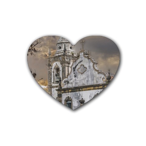 Exterior Facade Antique Colonial Church Olinda Brazil Heart Coaster (4 pack)  from ArtsNow.com Front