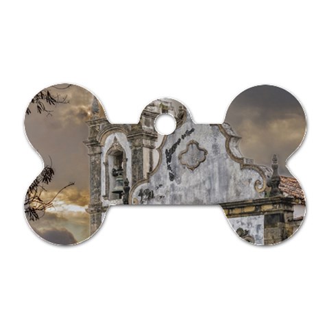 Exterior Facade Antique Colonial Church Olinda Brazil Dog Tag Bone (One Side) from ArtsNow.com Front