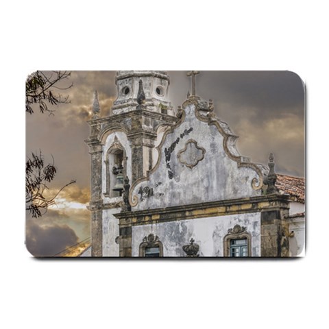 Exterior Facade Antique Colonial Church Olinda Brazil Small Doormat  from ArtsNow.com 24 x16  Door Mat