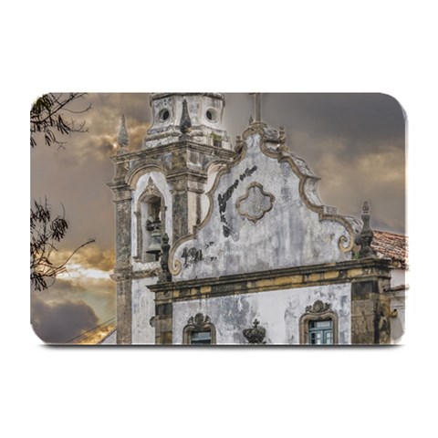 Exterior Facade Antique Colonial Church Olinda Brazil Plate Mats from ArtsNow.com 18 x12  Plate Mat