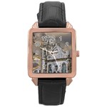 Exterior Facade Antique Colonial Church Olinda Brazil Rose Gold Leather Watch 