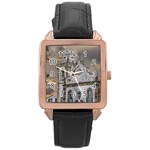 Exterior Facade Antique Colonial Church Olinda Brazil Rose Gold Leather Watch 