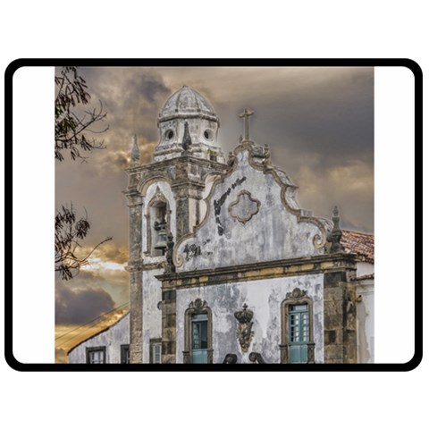 Exterior Facade Antique Colonial Church Olinda Brazil Double Sided Fleece Blanket (Large)  from ArtsNow.com 80 x60  Blanket Front