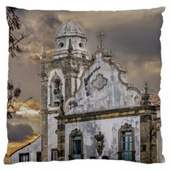 Exterior Facade Antique Colonial Church Olinda Brazil Large Flano Cushion Case (Two Sides) from ArtsNow.com Front