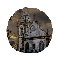 Exterior Facade Antique Colonial Church Olinda Brazil Standard 15  Premium Flano Round Cushions from ArtsNow.com Front