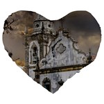 Exterior Facade Antique Colonial Church Olinda Brazil Large 19  Premium Flano Heart Shape Cushions