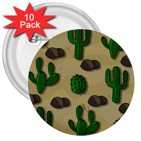Cactuses 3  Buttons (10 pack)  from ArtsNow.com Front