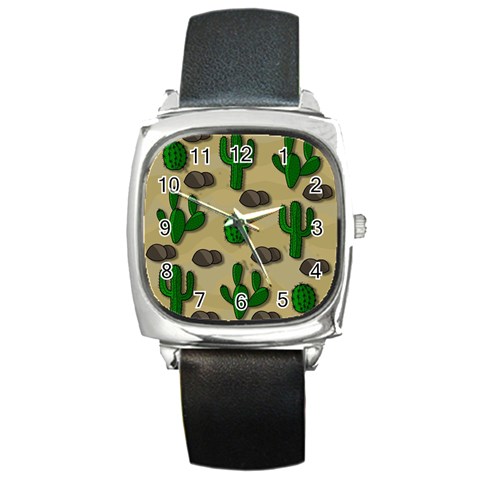 Cactuses Square Metal Watch from ArtsNow.com Front
