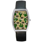 Cactuses Barrel Style Metal Watch