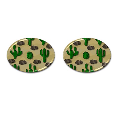 Cactuses Cufflinks (Oval) from ArtsNow.com Front(Pair)