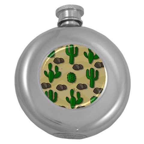 Cactuses Round Hip Flask (5 oz) from ArtsNow.com Front