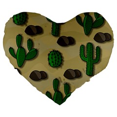 Cactuses Large 19  Premium Heart Shape Cushions from ArtsNow.com Front