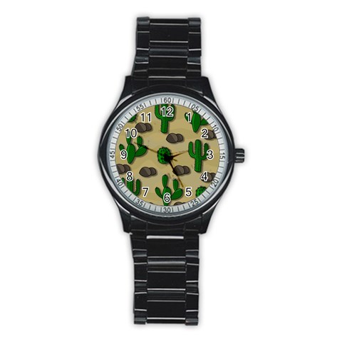 Cactuses Stainless Steel Round Watch from ArtsNow.com Front