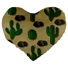 Cactuses Large 19  Premium Flano Heart Shape Cushions from ArtsNow.com Back