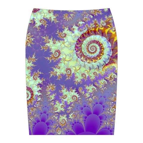 Sea Shell Spiral, Abstract Violet Cyan Stars Midi Wrap Pencil Skirt from ArtsNow.com Back