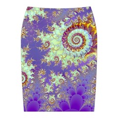 Sea Shell Spiral, Abstract Violet Cyan Stars Midi Wrap Pencil Skirt from ArtsNow.com Back