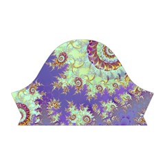 Sea Shell Spiral, Abstract Violet Cyan Stars Short Sleeve V Right Sleeve