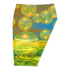 Golden Days, Abstract Yellow Azure Tranquility Midi Wrap Pencil Skirt from ArtsNow.com  Front Right 