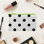 Polka Dots - Black on Pale Gray Canvas Cosmetic Bag (XS)