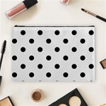 Polka Dots - Black on Pale Gray Cosmetic Bag (L)