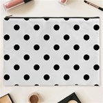 Polka Dots - Black on Pale Gray Cosmetic Bag (XXXL)