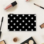 Polka Dots - Gainsboro Gray on Black Cosmetic Bag (S)