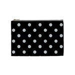 Polka Dots - Gainsboro Gray on Black Cosmetic Bag (M)