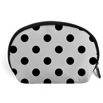 Polka Dots - Black on Light Gray Accessory Pouch (Large)