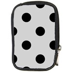 Polka Dots - Black on Light Gray Compact Camera Leather Case