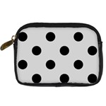 Polka Dots - Black on Light Gray Digital Camera Leather Case