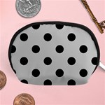 Polka Dots - Black on Silver Gray Accessory Pouch (Medium)